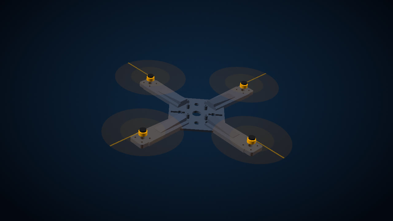 Rendered view of the 4Quad X-frame V.0.0.08 CAD model